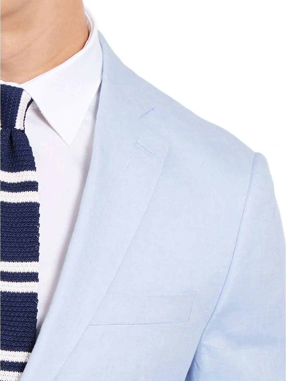 Lauren Ralph Lauren Linen Two Button Blazer Jacket in Light Blue, Size 42R NWT